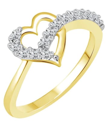 Vighnaharta Alloy Gold Plating Cubiz Zirconia Studded Gold Coloured Ring - 11