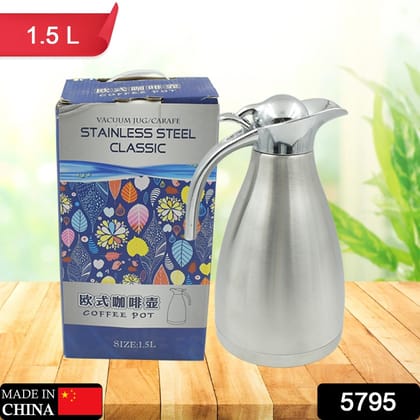 Vacuum Insulated Kettle Jug, Vacuum Insulated Thermo Kettle Jug Insulated Vacuum Flask, Vacuum Kettle Jug Stainless Steel For Milk ,Tea ,Beverage Home Office Travel Coffee (2.5 Ltr , 1.5 Ltr , 2 