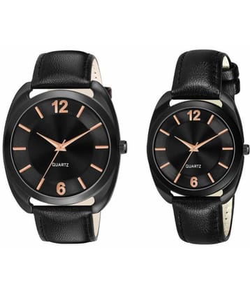 Lorem - Black Leather Analog Couples Watch