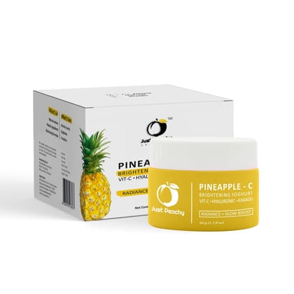 Just Peachy Pineapple-C Brightening Yoghurt With Vitamin C, Hyaluroinc Acid | Radiance + Glow Boosting Face Moisturizer | Fades Pigmentation, Reduces Skin Ageing | Super Soft Face Cream 50g