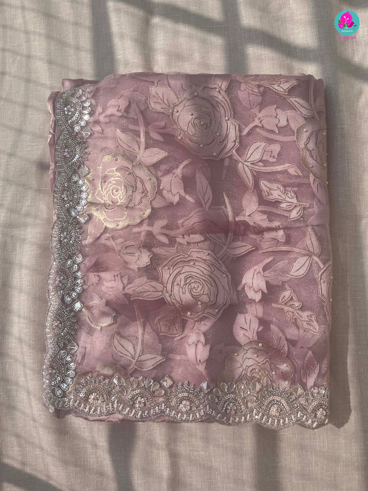 Falling Organza brasso Saree with rose design
