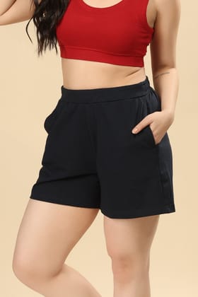 Women’s Organic Cotton Lounge Shorts – High-Waist with Utility Pocket (280 GSM)-XS