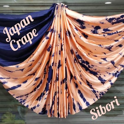 Navy Blue Colored Japan Crepe Silk Saree with Blouse - 5005