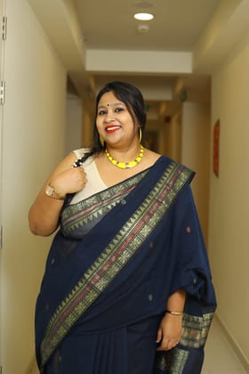 Zari Blue-Cotton by Cotton / Zari Work on Handloom Cotton / Blue