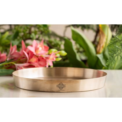 Indian Art Villa Bronze Dinnerware Thali,  Traditional Matte Finish Kansya Plate, Tableware and dinnerware-25CM