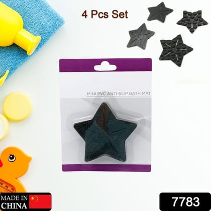 Mini  Pvc Anti-Slip Bat Mat Non Slip Baby Bath Mats, Mini Child Safety Anti Slip Shower Mats Star,& Leaf Shaped for Kids (4 pc Set)-Star