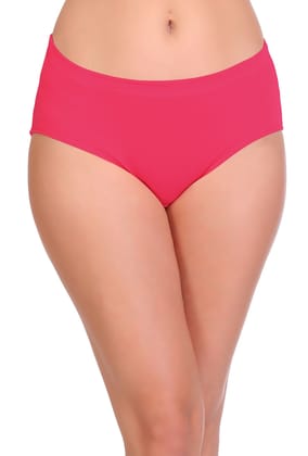 Sona Comfortable 1400 Cotton Plain Inner Elastic Hipster Plus Size Hot Pink Panties-2XL / H-Pink