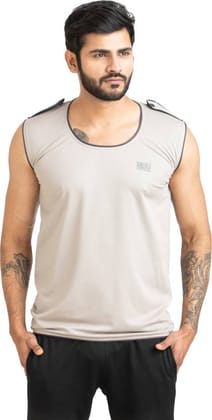 Men Solid Round Neck Polyester Grey T-Shirt
