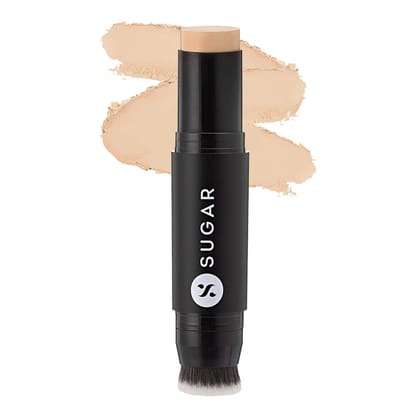SUGAR Cosmetics - Ace Of Face - Foundation Stick - 10 Latte (Light Foundation with Warm Undertone) - Waterproof, Full Coverage Foundation for Women with Inbuilt Brush | 12g