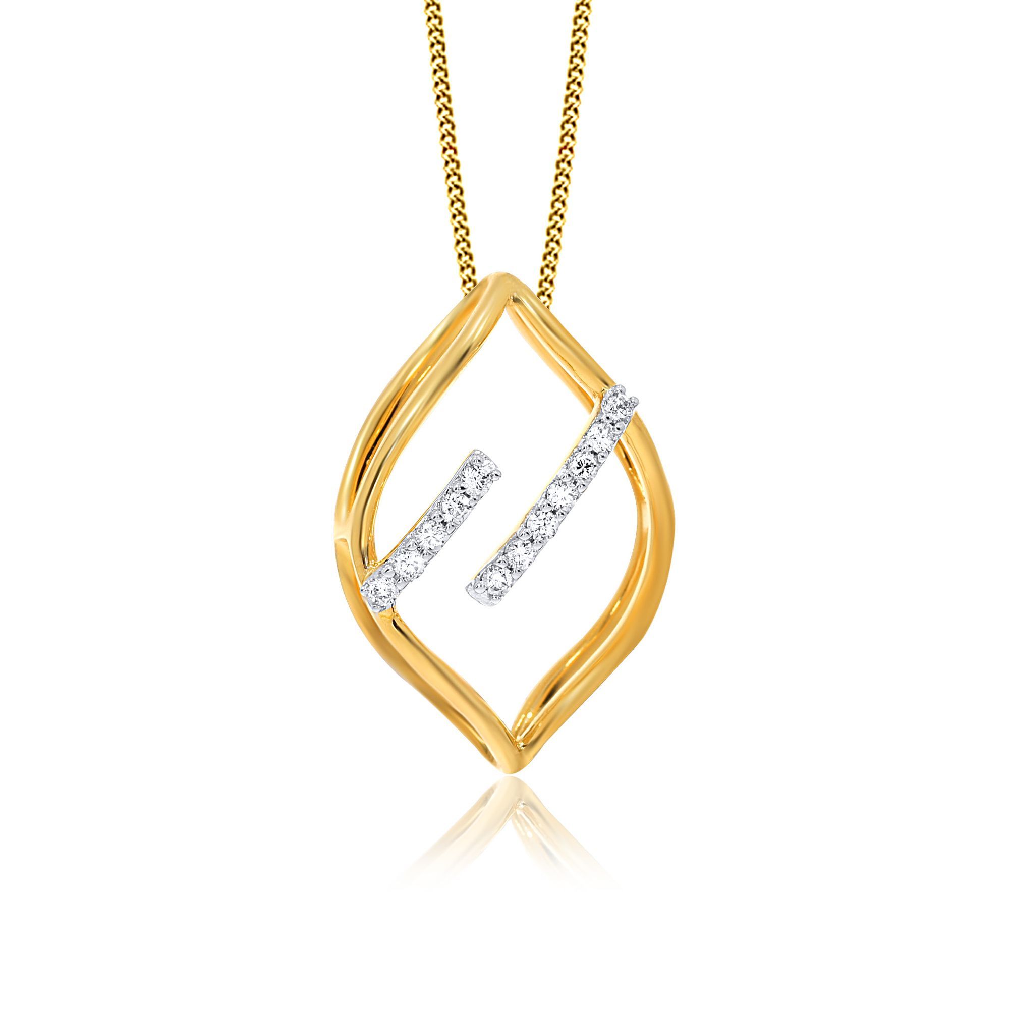 Senco Gold 18K Yellow Gold Sleek Sparkling Vision Diamond Pendant (Gold Weight - 1.5 g / 0.09 carat / HI-SI)
