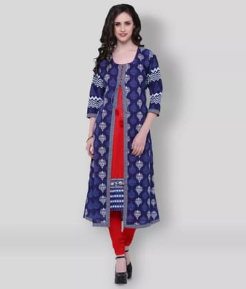 Divena - Multicolor Cotton Womens Double Layered Kurti ( Pack of 1 ) - S
