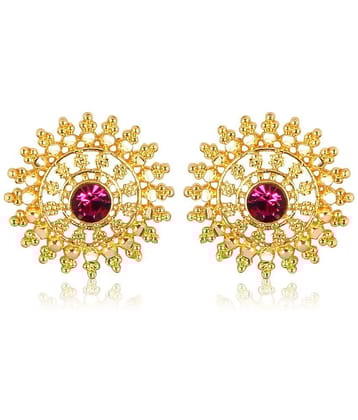 Vighnaharta Golden Stud Earrings ( Pack of 1 ) - Golden