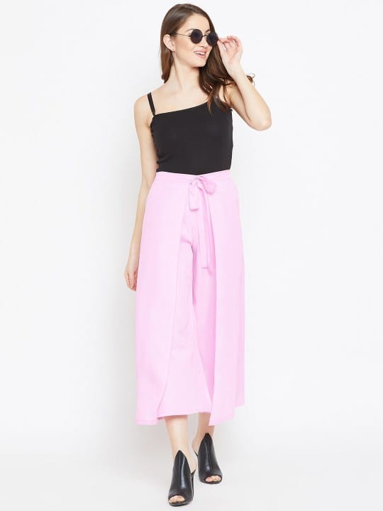 Women Pink Relaxed Loose Fit Easy Wash Culottes