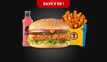 Big Crispy Chicken Burger Value Combo __ Classic Salted Fries (Regular),Gulaabo Pink Lemonade