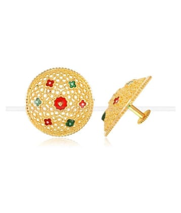 Vighnaharta Twinkling Elegant  Diva Colorful Jumbo Stud Gold Plated for Women and Girls[VFJ1341ERG ] - Golden