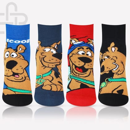 Scooby Doo Ankle length Cotton Socks For Kids - Pack Of 4 Assorted 3-5 Years