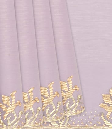 Lavender Blended Tissue Saree With Embroidered Motifs-Lavander-LAVANDER