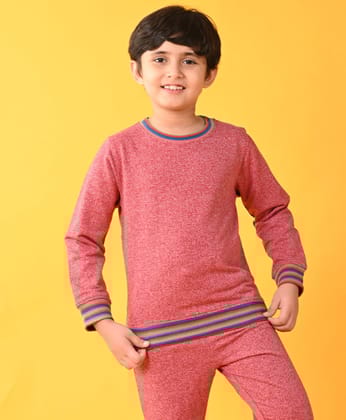 RED SPACE DYED RIBBED FLEECE SWEATSHIRT - RED-6-12 MONTHS / 1N / RED