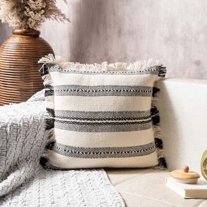 Natural Stripe Cushion Cover-16"x16" / Set Of Two