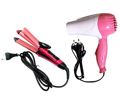Denzcart Small Travel Friendly1000W Foldable Hairdryer, 2 in1 Straightener and Curler Combo for Women  by Ruhi Fashion India