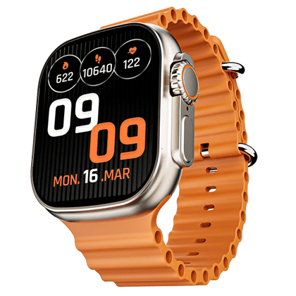 boAt Wave Elevate | Smartwatch with 1.96" (4.97cm) HD Display, BT Calling, 100+ Sports Modes, 15 Days Battery, Premium Metal Body Royal Orange