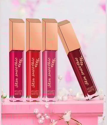SKIN SMOOTHIE Mini Liquid Lipstick , Long wear , Matte Finish, Pink Edition 7.5(g),Pack of 5