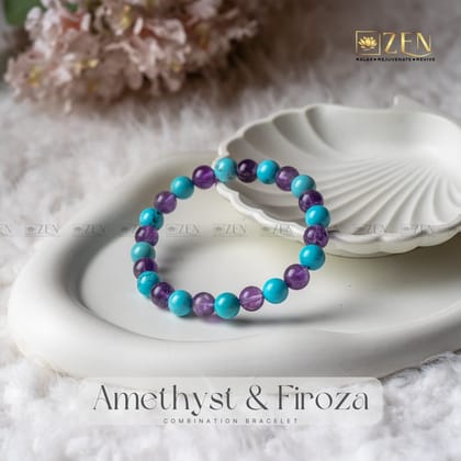 Amethyst & Firoza Combination Bracelet-S - 6.5 inches (Women)