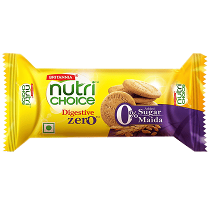 Britannia Nutri Choice Digestive Zero Biscuits - No Maida & Zero Added Sugar, Fibre Rich, 4 x 100 g Multipack