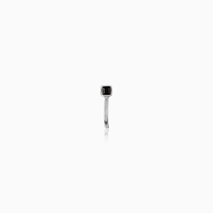 Oxidised Silver Black Square Nose Pin  (Clip On)