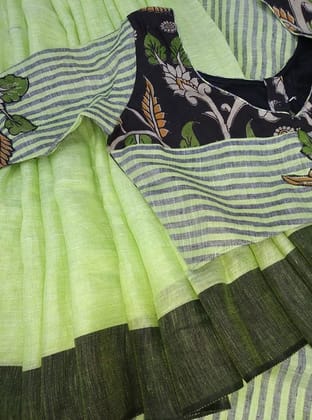 AWESOME LINEN COTTON PRINTED SAREE - 2087