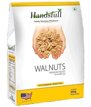 Handsfull California Premium Halves Walnuts Kernels 200g | Walnuts Dry Fruits | Organic Walnuts | Kashmiri Walnuts Kernels for Snacking & Baking