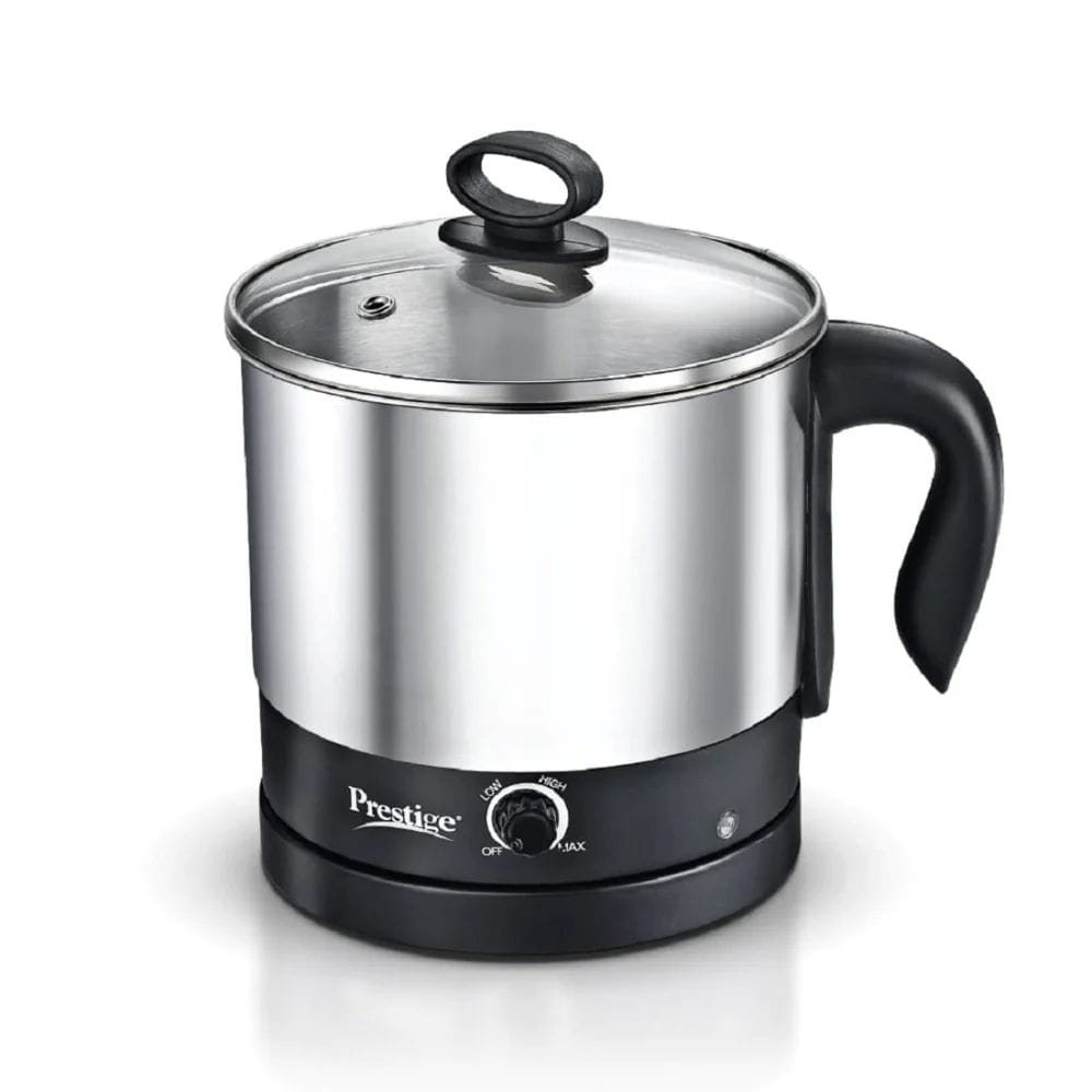 Prestige PMC 3.0 Plus 600 Watt 1.5 Litre Multi Cooker with Idli Stand with 3 Plates | Egg Boiling Rack with Stand | Steamer | Silver & Black