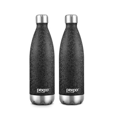 Pexpo Stainless Steel Hot and Cold Vacuum Insulated ISI Certified Flask, 750ml, Pack of 2, Black, Electro | Lightweight & Keeps Drinks Hot/Cold for 24+ Hours