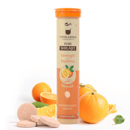 UPAKARMA Ayurveda Pure Shilajit Effervescent Tablets - Orange Flavour