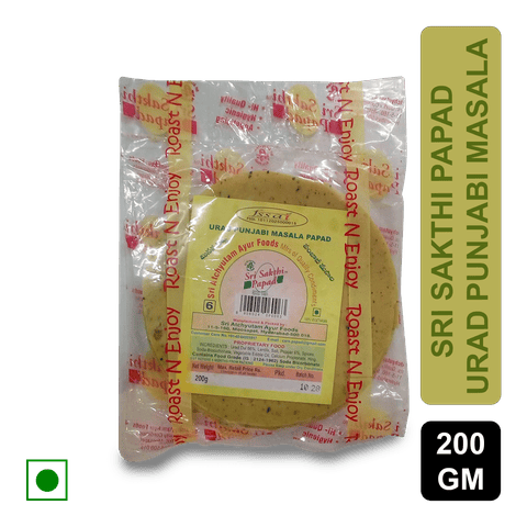 Sri Sakthi Urad Punjabi Masala Papad, 200 gm Pouch