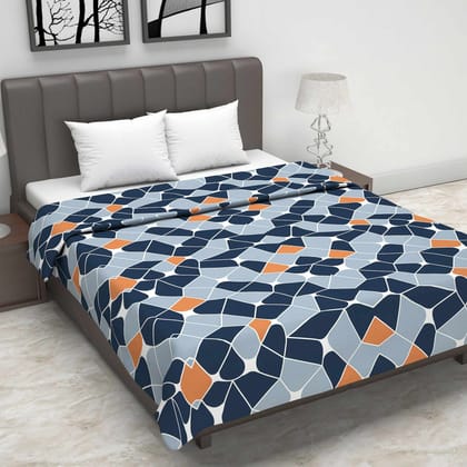 Abstract Print Grey Microfiber Super Comfortable Double Bed AC Dohar-Double / Navy Blue and Orange / TL1502