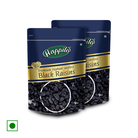 Happilo Premium Afghani Seedless Black Raisins (Pack Of 2), 500 gm Pouch