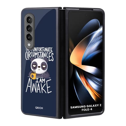Struggling Panda Glass Case for Samsung Galaxy Z Fold4 5G