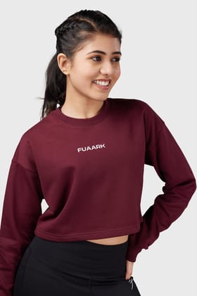 Signature Oversized Cropped Sweatshirt Cherry-XS