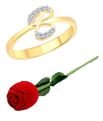 Vighnaharta Initial B Letter with Rose CZ Gold and Rhodium Plated Alloy Finger Ring for Women and Girls - [VFJ1179ROSE-G8] - None