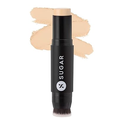 SUGAR Cosmetics - Ace Of Face - Matte Foundation Stick - 17 Raf (Light Foundation with Golden Undertone) - Waterproof, Full Coverage Foundation for Women with Inbuilt Brush - 12 g