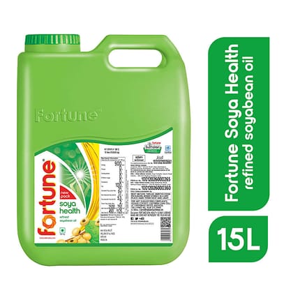 Fortune Soya Health Refined Soyabean Oil, 15 L Jar