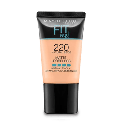 Maybelline New York Matte+Poreless Liquid Foundation - 220 Natural Beige, 18 ml Tube