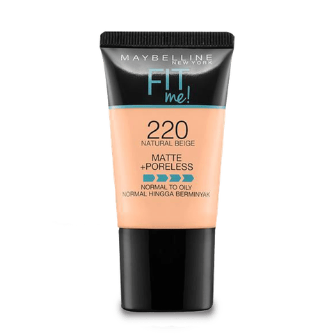 Maybelline New York Matte+Poreless Liquid Foundation - 220 Natural Beige, 18 ml Tube