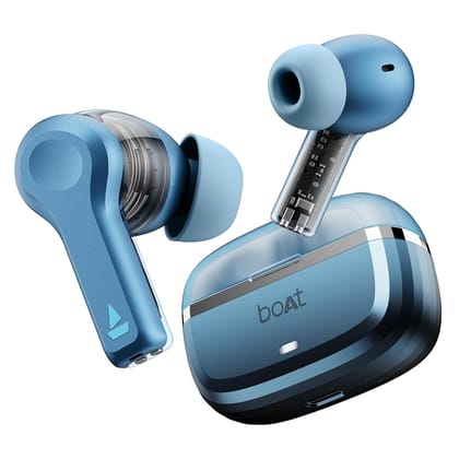 boAt Nirvana Space TWS Earbuds , 360º Spatial Audio, ANC (~32dB), Fast Charge, Low Latency, v5.3 Bluetooth Earbuds- Infinity Blue