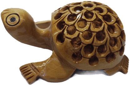 Bharat Traders Wooden Netted Turtle - 2.5