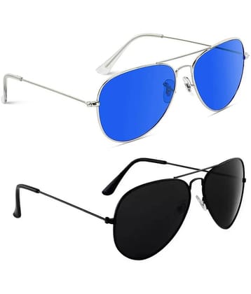 Elligator Multicolor Pilot Sunglasses ( Pack of 2 ) - Medium