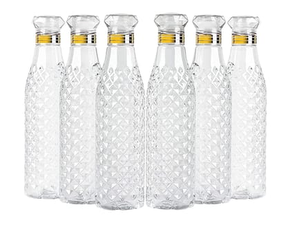 Denzcart Water Bottle 1000 Ml, Plastic Fridge Water Bottle , BPA and Leak Free & Unbreakable Diamond texture Transparent Bottle Crystal Diamond Design (Pack of 6 )  by Ruhi Fashion India