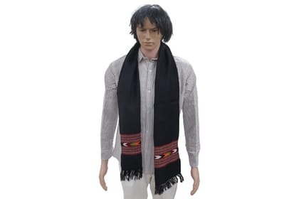 SARAS Aajeevika, Handwoven | Muffler | SHG Product | Himachal Pradesh | Winter & Outdoor |Warm & Stylish | Black