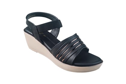 Trendz Ladies Black Sandal-Brown / 3